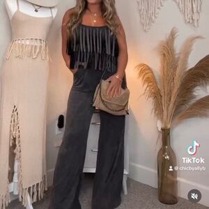 Black fringe jumpsuit